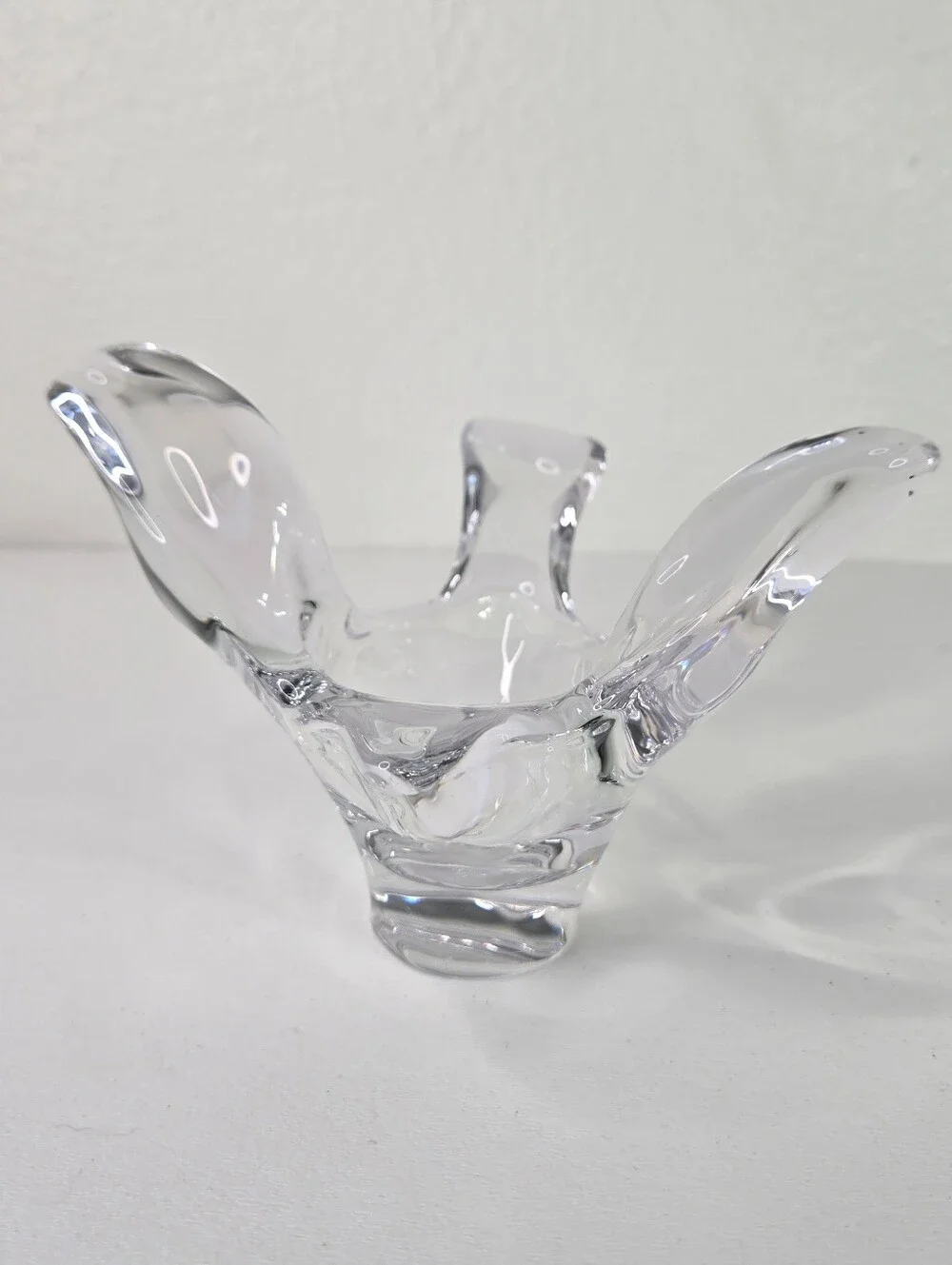 Princess House Lead Crystal Flying Bird Dove Candy Trinket Dish Soaring VTG